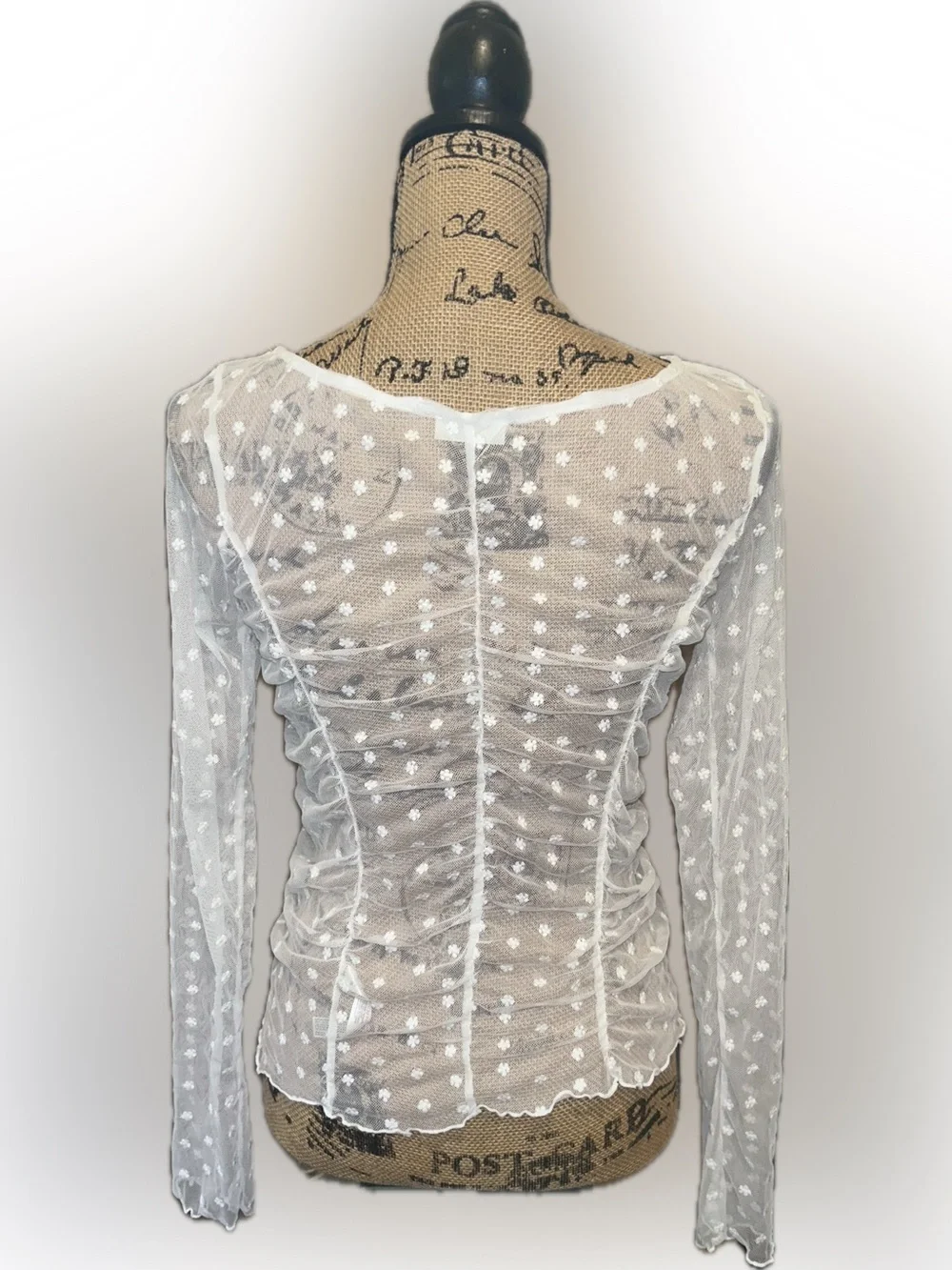 Intimately Free People Most Likely Sheer Ivory Floral Long-Sleeve Layering Top
